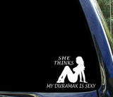 She thinks my DURAMAX is sexy / funny chevy diesel 4x4 truck sticker / decal