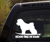 Bichon Frise on Board - Funny Dog Breed Decal Sticker for car or Truck Window