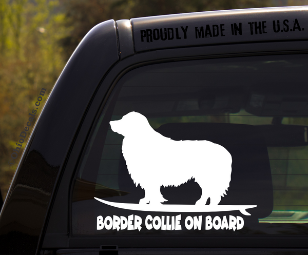 Border Collie on Board - Funny Dog Breed Decal Sticker for car or Truck Window