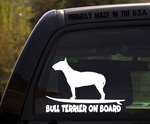 Bull Terrier on Board - Funny Dog Breed Decal Sticker for car or Truck Window