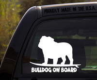 Bulldog on Board - Funny English Dog Breed Decal Sticker for car or Truck Window