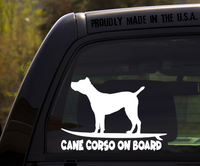 Cane Corso on Board - Funny Dog Breed Decal Sticker for car or Truck Window