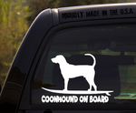 Coonhound on Board - Funny Dog Breed Decal Sticker for car or Truck Window