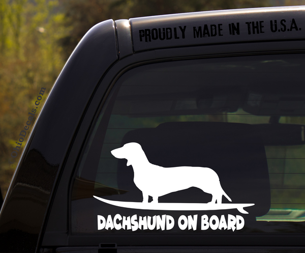 Dachshund on Board - Funny Dog Breed Decal Sticker for car or Truck Window