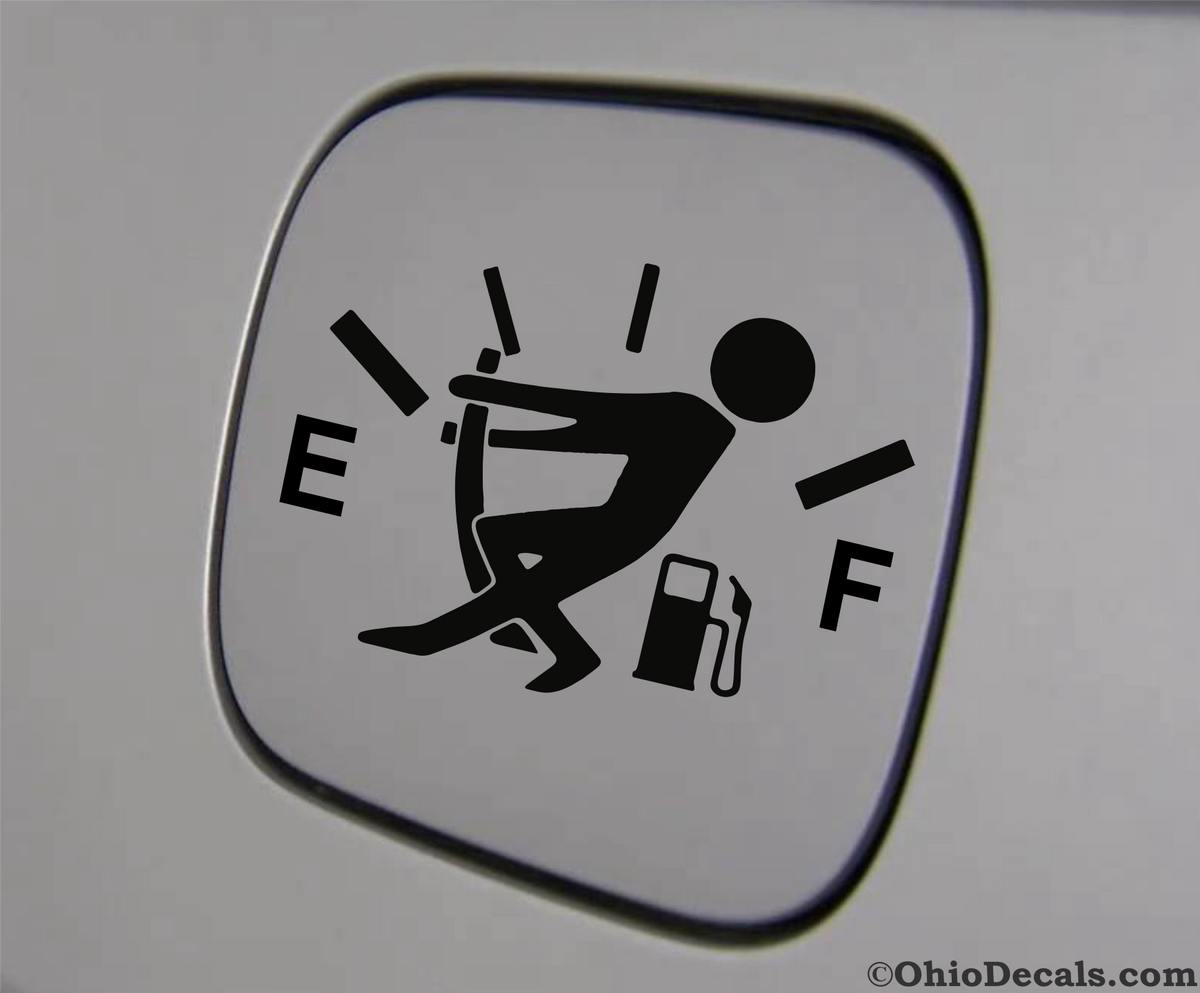 Fuel Gauge Decal / Stick Man / funny empty low gas fuel door vinyl sti