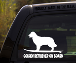 Golden Retriever on Board - Funny Dog Decal Sticker for car or Truck Window