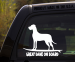 Great Dane on Board - Funny Dog Breed Decal Sticker for car or Truck Window