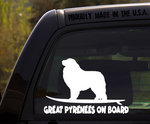 Great Pyrenees on Board - Funny Dog Breed Decal Sticker for car or Truck Window