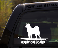 Husky on Board - Funny Dog Breed Decal Sticker for car or Truck Window