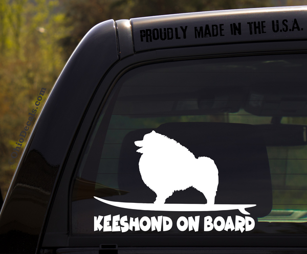 Keeshond on Board - Funny Dog Breed Decal Sticker for car or Truck Window