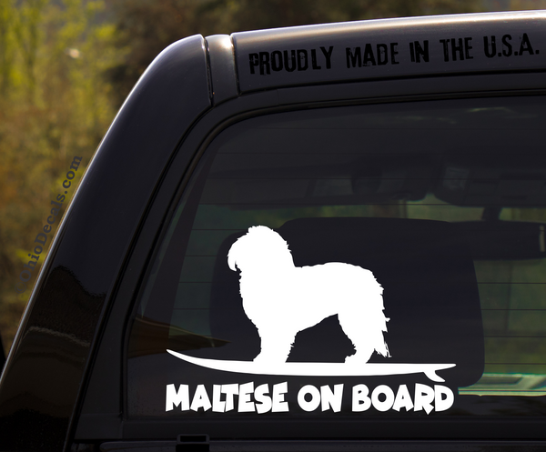 Maltese on Board - Funny Dog Breed Decal Sticker for car or Truck Window