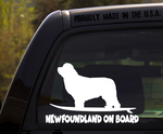 Newfoundland on Board - Funny Dog Breed Decal Sticker for car or Truck Window