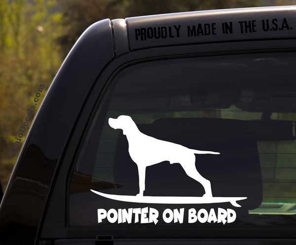 Pointer on Board - Funny Gun Dog Breed Decal Sticker for car or Truck Window