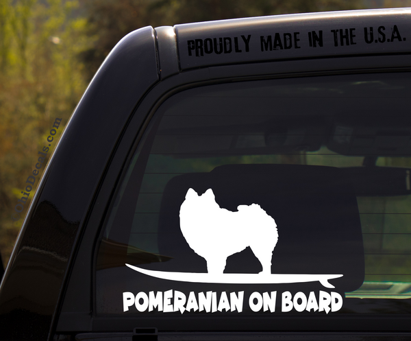 Pomeranian on Board - Funny Dog Breed Decal Sticker for car or Truck Window