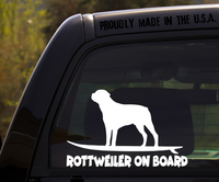 Rottweiler on Board - Funny Dog Breed Decal Sticker for car or Truck Window