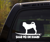 Shar Pei on Board - Funny Dog Breed Decal Sticker for car or Truck Window