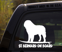 St. Bernard on Board - Funny Dog Breed Decal Sticker for car or Truck Window