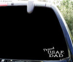 Proud U.S.A.F Dad - US air force military window sticker / decal