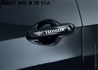 funny TOYODA door handle decals stickers / camry corolla 4runner TWO DECALS