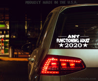 Any Functioning Adult 2020 Decal Funny Anti-Trump Democrat Presidential Election Sticker for Bumper or Window