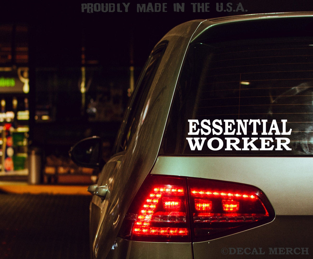 Essential Decals Essential Worker - Employee Sticker Sign Decal for Bumper or Window ...