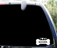 I love my BOXER dog breed window sticker / decal