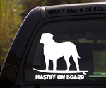 Mastiff on Board - Funny Dog Breed Decal Sticker for car or Truck Window